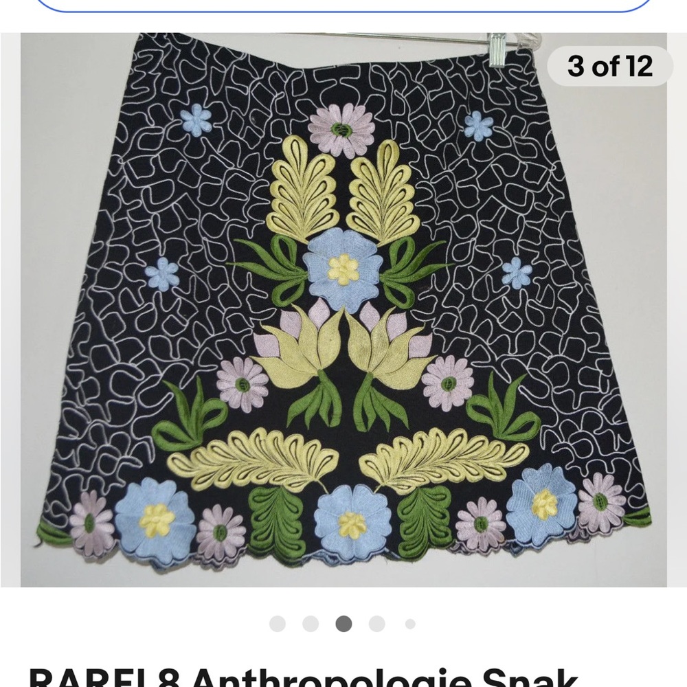 “Vintage” Anthropologie flora snak skirt: beautiful appliqué unique skirt